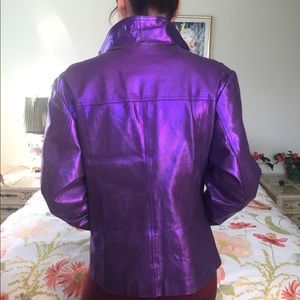Retro Flashy Hot Purple Leather Jacket